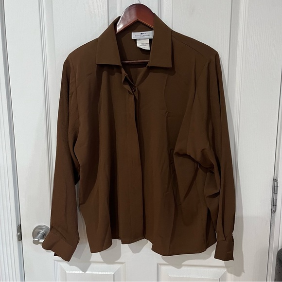 Diana Charles brown long sleeve hideaway buttons size 11 - Picture 2 of 8